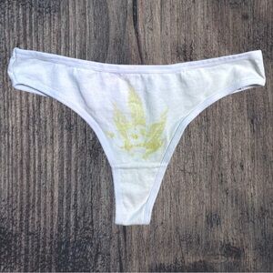NEW Eco-dyed Leaf White Cotton Thong Panty Medium with Free Shipping!